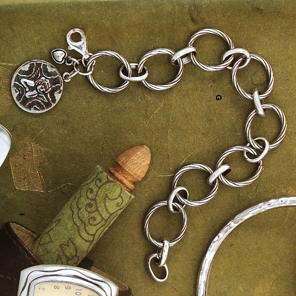 Rare Silpada Sterling Silver Guardian Angel Charm Bracelet B1959 - Picture 7 of 15